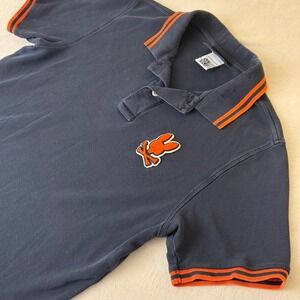 Psycho Bunny Mens Pima Cotton Polo Shirt Size 5 Navy Orange